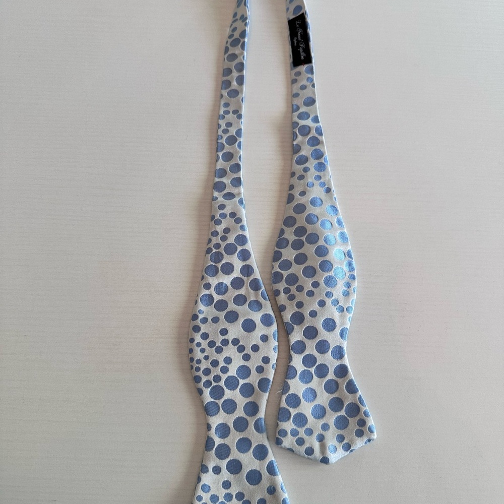 Le Noeud Papillon Silk Polka Dot Bow Tie in Blue and White
